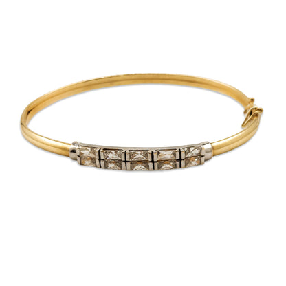 14KT Yellow Gold CZ Design Bangle 7.63GM – Elegant Cubic Zirconia Gold Bracelet
