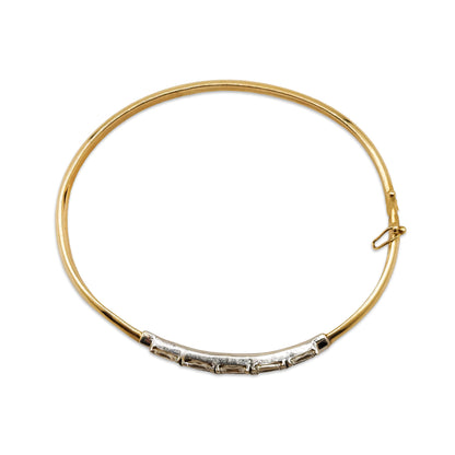 14KT Yellow Gold CZ Design Bangle 7.63GM – Elegant Cubic Zirconia Gold Bracelet