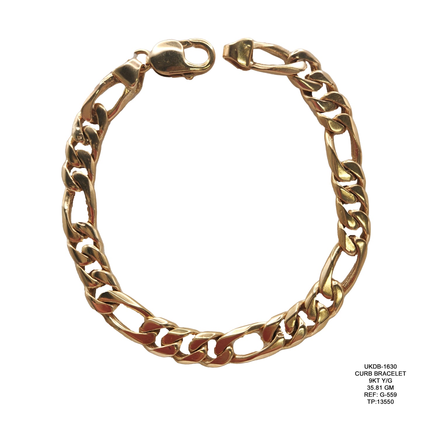 Curb Bracelet in 9KT Yellow Gold | Premium Heavy Gold Bracelet 35.81 GM