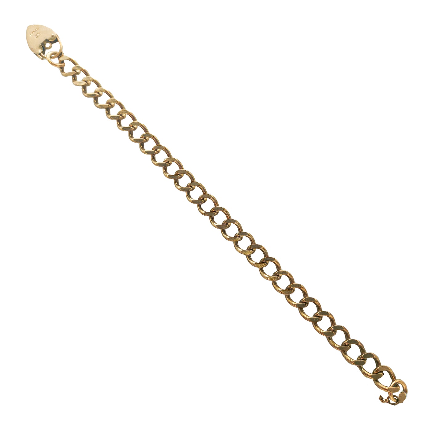 Heart Lock Curb Bracelet in 9KT Yellow Gold | Elegant Gold Bracelet 17.65 GM
