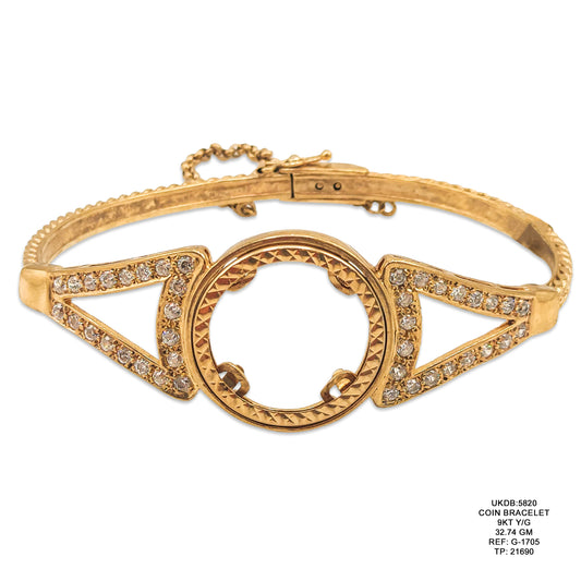 9KT Yellow Gold Coin Bracelet 32.74GM – Heavy Luxury Designer Gold Bracelet