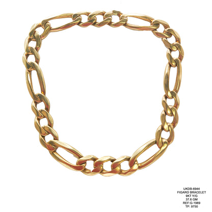 Figaro Bracelet in 9KT Yellow Gold | Premium Gold Figaro Bracelet 37.6 GM
