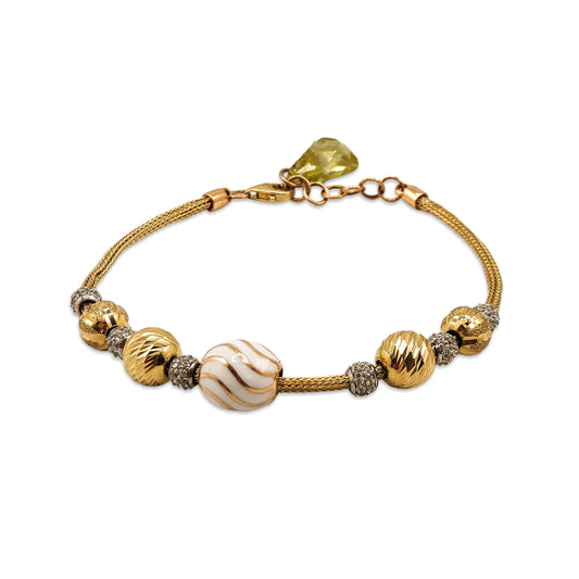 14KT Yellow Gold White Stone Style Bracelet 9.55GM – Elegant Designer Gold Jewelry