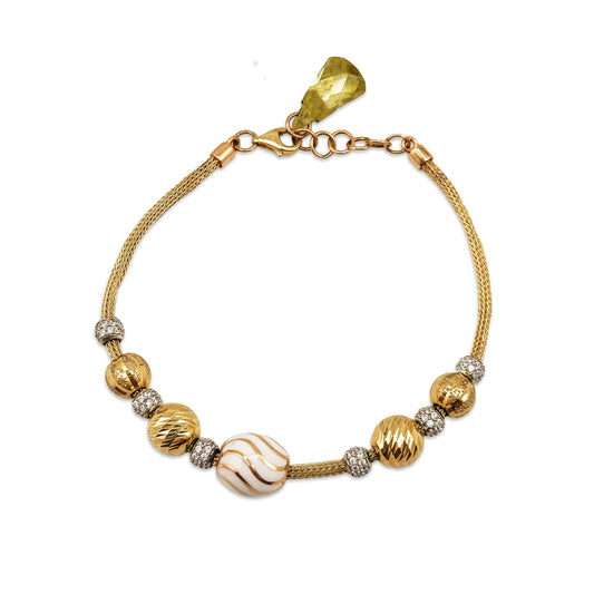 14KT Yellow Gold White Stone Style Bracelet 9.55GM – Elegant Designer Gold Jewelry