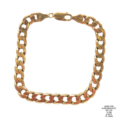 9KT Yellow Gold Curb Bracelet 15GM – Luxury Classic Gold Bracelet for Men