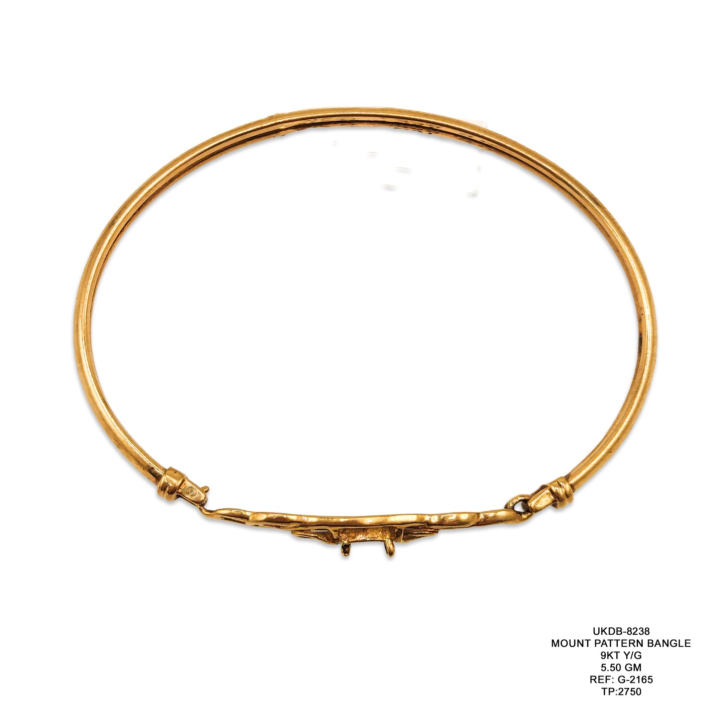 9KT Yellow Gold Mount Pattern Bangle 5.50GM – Elegant Lightweight Designer Gold Bracelet