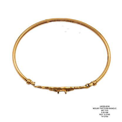 9KT Yellow Gold Mount Pattern Bangle 5.50GM – Elegant Lightweight Designer Gold Bracelet