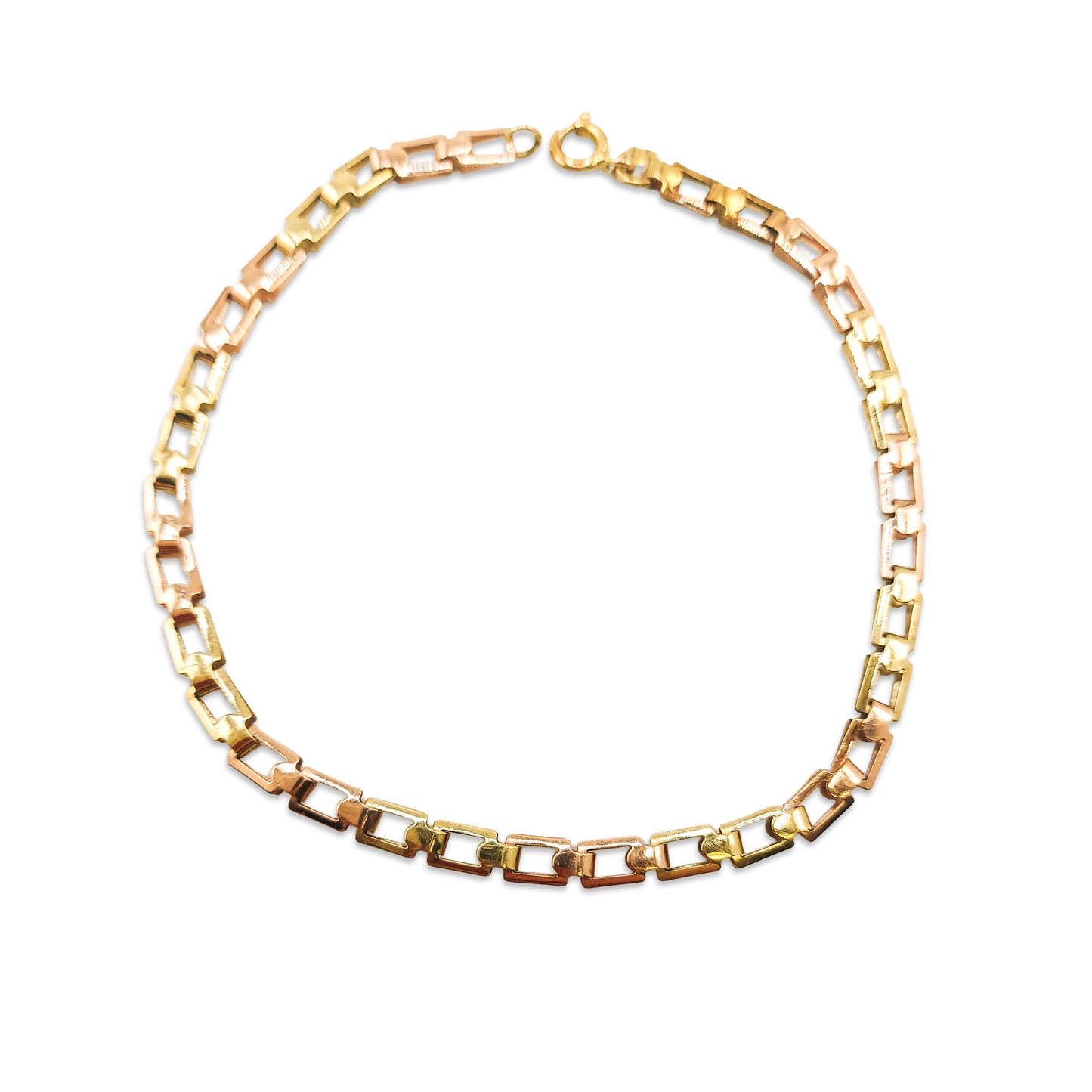 14KT Yellow Gold Square Link Bracelet 4.13GM – Elegant Designer Gold Bracelet