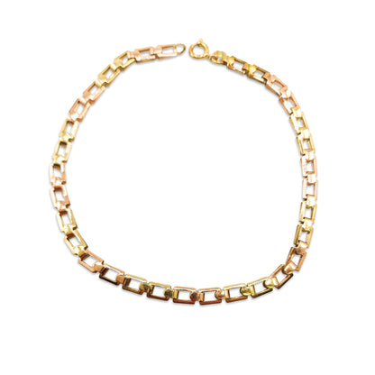 14KT Yellow Gold Square Link Bracelet 4.13GM – Elegant Designer Gold Bracelet