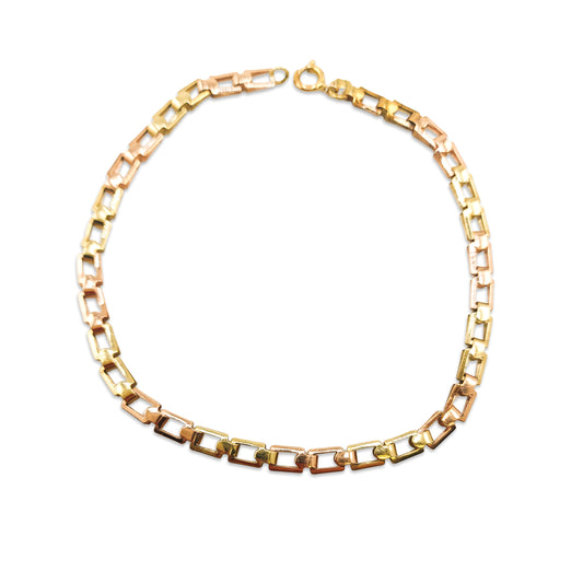 14KT Yellow Gold Square Link Bracelet 4.13GM – Elegant Designer Gold Bracelet