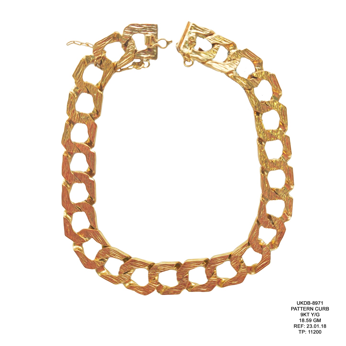 Pattern Curb Bracelet in 9KT Yellow Gold | Elegant Gold Bracelet 18.59 GM
