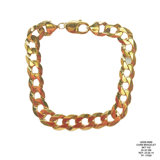 Curb Bracelet in 9KT Yellow Gold | Elegant Gold Bracelet 24.32 GM