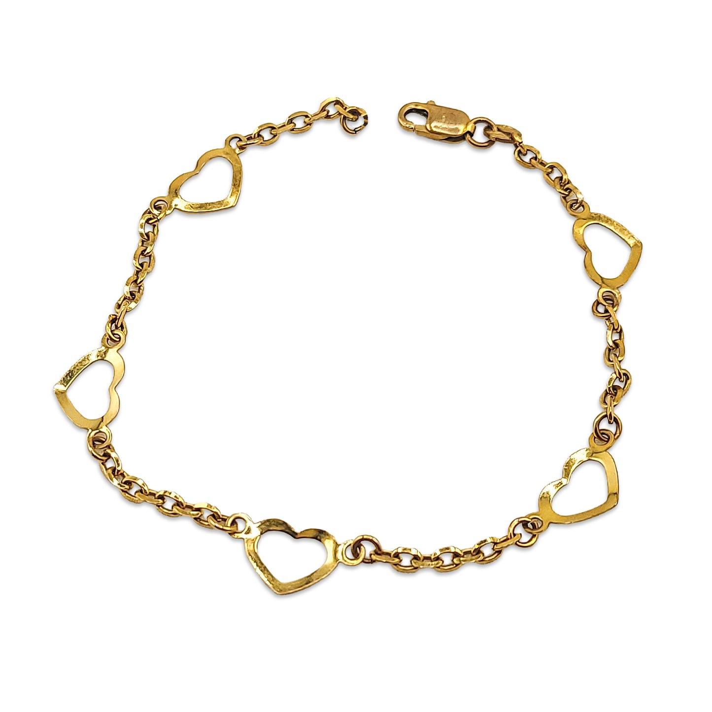 9KT Yellow Gold Heart Designer Bracelet 2.68GM – Elegant Love Heart Gold Bracelet