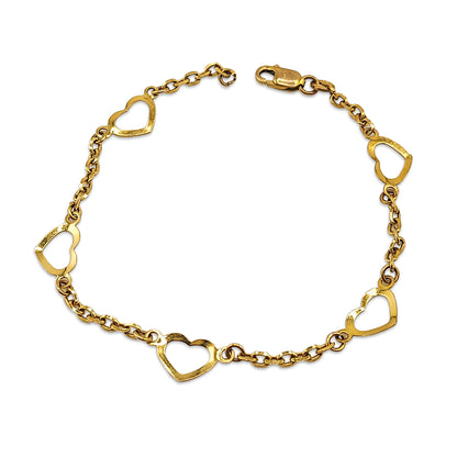 9KT Yellow Gold Heart Designer Bracelet 2.68GM – Elegant Love Heart Gold Bracelet