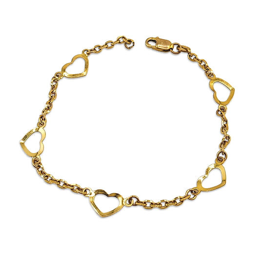 9KT Yellow Gold Heart Designer Bracelet 2.68GM – Elegant Love Heart Gold Bracelet