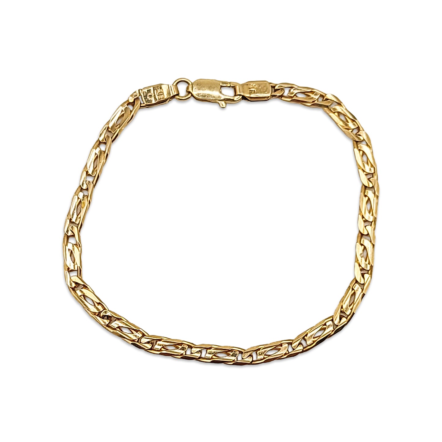 14KT Yellow Gold Fancy Figaro Bracelet 9.48GM – Elegant Designer Gold Bracelet