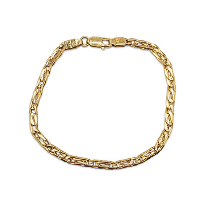 14KT Yellow Gold Fancy Figaro Bracelet 9.48GM – Elegant Designer Gold Bracelet