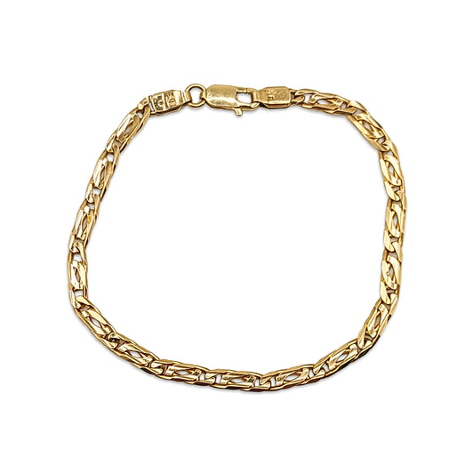 14KT Yellow Gold Fancy Figaro Bracelet 9.48GM – Elegant Designer Gold Bracelet