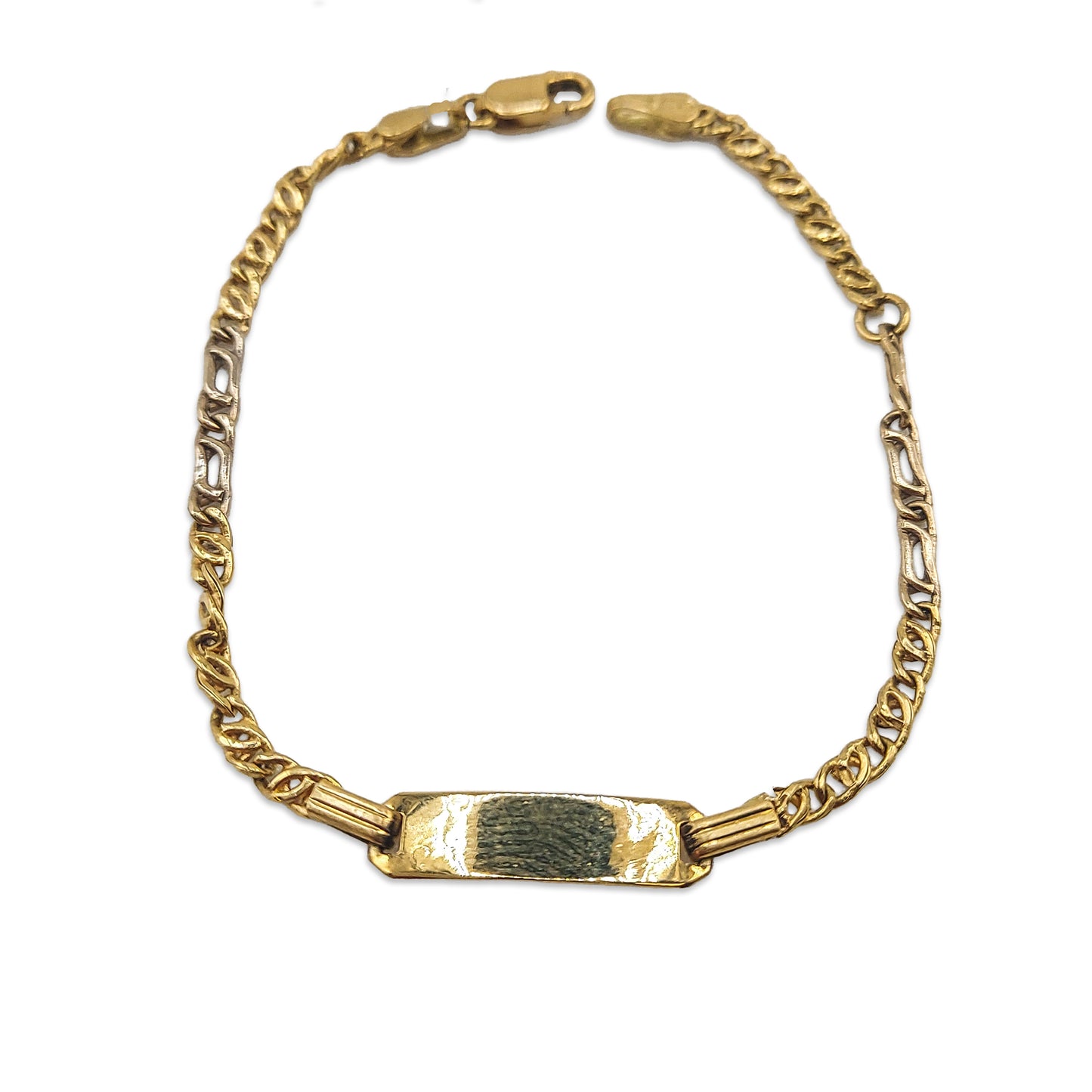 18KT Yellow Gold Kids ID Figaro Bracelet 2.39GM – Elegant Children’s Gold Name Bracelet