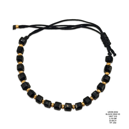 14KT Yellow Gold Black Onyx ID Bracelet 3.18GM – Elegant Minimal Luxury Gold Bracelet