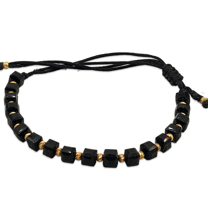 14KT Yellow Gold Black Onyx ID Bracelet 3.18GM – Elegant Minimal Luxury Gold Bracelet