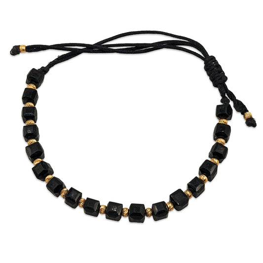 14KT Yellow Gold Black Onyx ID Bracelet 3.18GM – Elegant Minimal Luxury Gold Bracelet