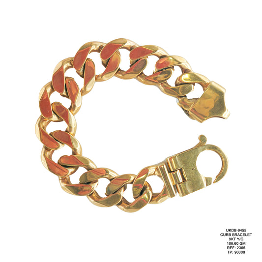 Heavy Curb Bracelet in 9KT Yellow Gold | Luxury Gold Bracelet 106.60 GM