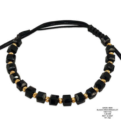 14KT Yellow Gold Black Onyx Bracelet 1.28GM – Elegant Minimal Luxury Bracelet