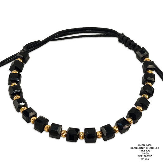 14KT Yellow Gold Black Onyx Bracelet 1.28GM – Elegant Minimal Luxury Bracelet