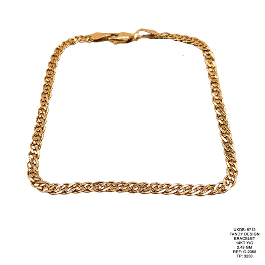 14KT Yellow Gold Fancy Design Bracelet 2.48GM – Elegant Lightweight Gold Bracelet