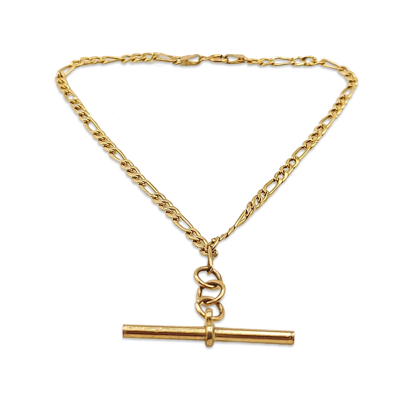 9KT Yellow Gold T Bar Figaro Bracelet 1.51GM – Elegant Lightweight Gold Bracelet