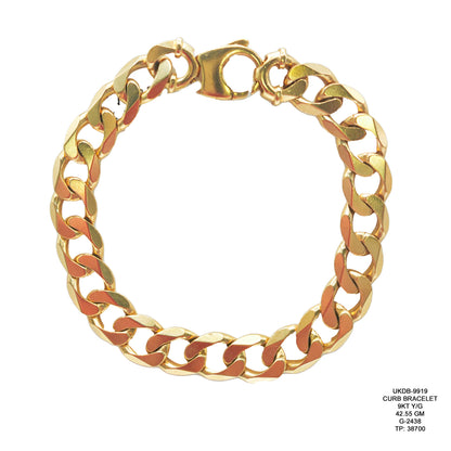 Curb Bracelet in 9KT Yellow Gold | Heavy Gold Bracelet 42.55 GM