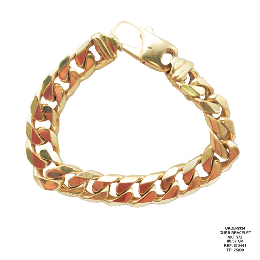 Heavy Curb Bracelet in 9KT Yellow Gold | Luxury Gold Bracelet 80.37 GM