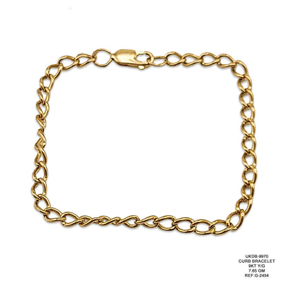 9KT Yellow Gold Curb Bracelet 7.65GM – Classic Elegant Gold Link Bracelet