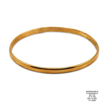 9KT Yellow Gold Plain Bangle 21.31GM – Classic Heavy Gold Bracelet