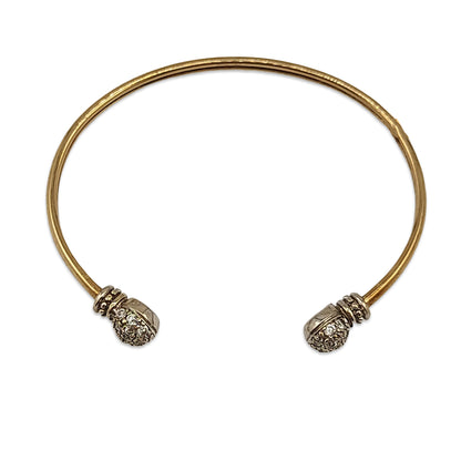 9KT Yellow Gold CZ Torque Bangle 6.4GM – Elegant Cubic Zirconia Designer Bracelet
