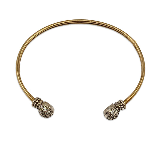 9KT Yellow Gold CZ Torque Bangle 6.4GM – Elegant Cubic Zirconia Designer Bracelet