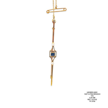 15KT Yellow Gold Pin Brooch 3.25GM – Elegant Classic Gold Brooch
