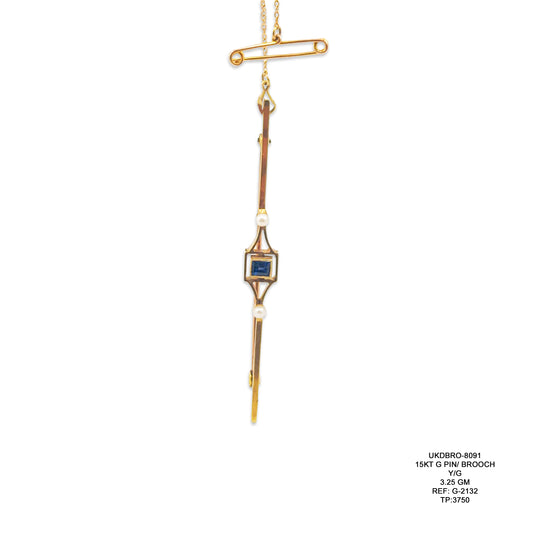 15KT Yellow Gold Pin Brooch 3.25GM – Elegant Classic Gold Brooch