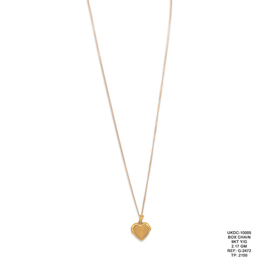 9KT Yellow Gold Box Chain 2.17GM – Elegant Lightweight Gold Box Link Necklace