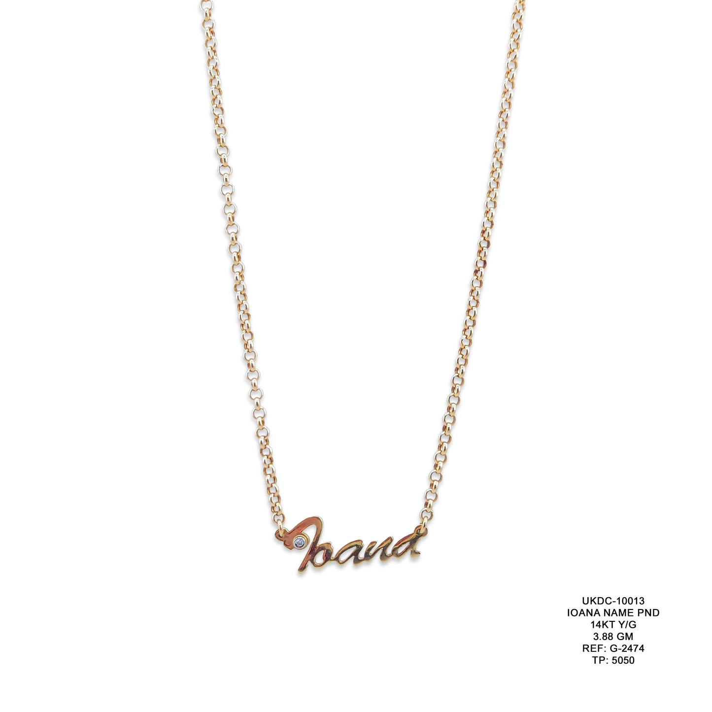 14KT Yellow Gold Ioana Name Pendant 3.88GM – Personalized Gold Name Pendant