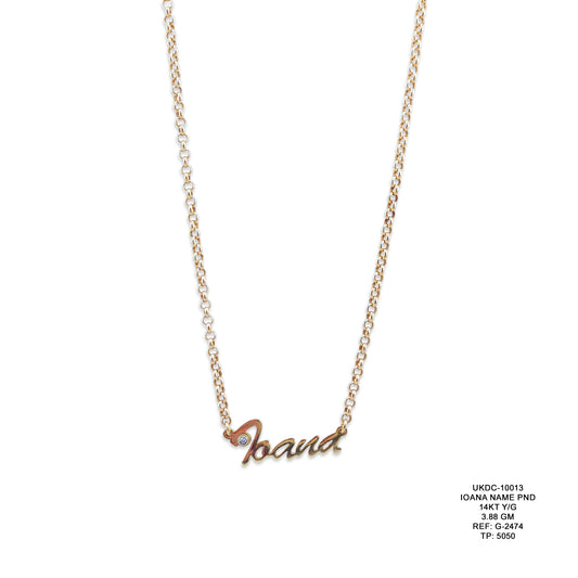 14KT Yellow Gold Ioana Name Pendant 3.88GM – Personalized Gold Name Pendant