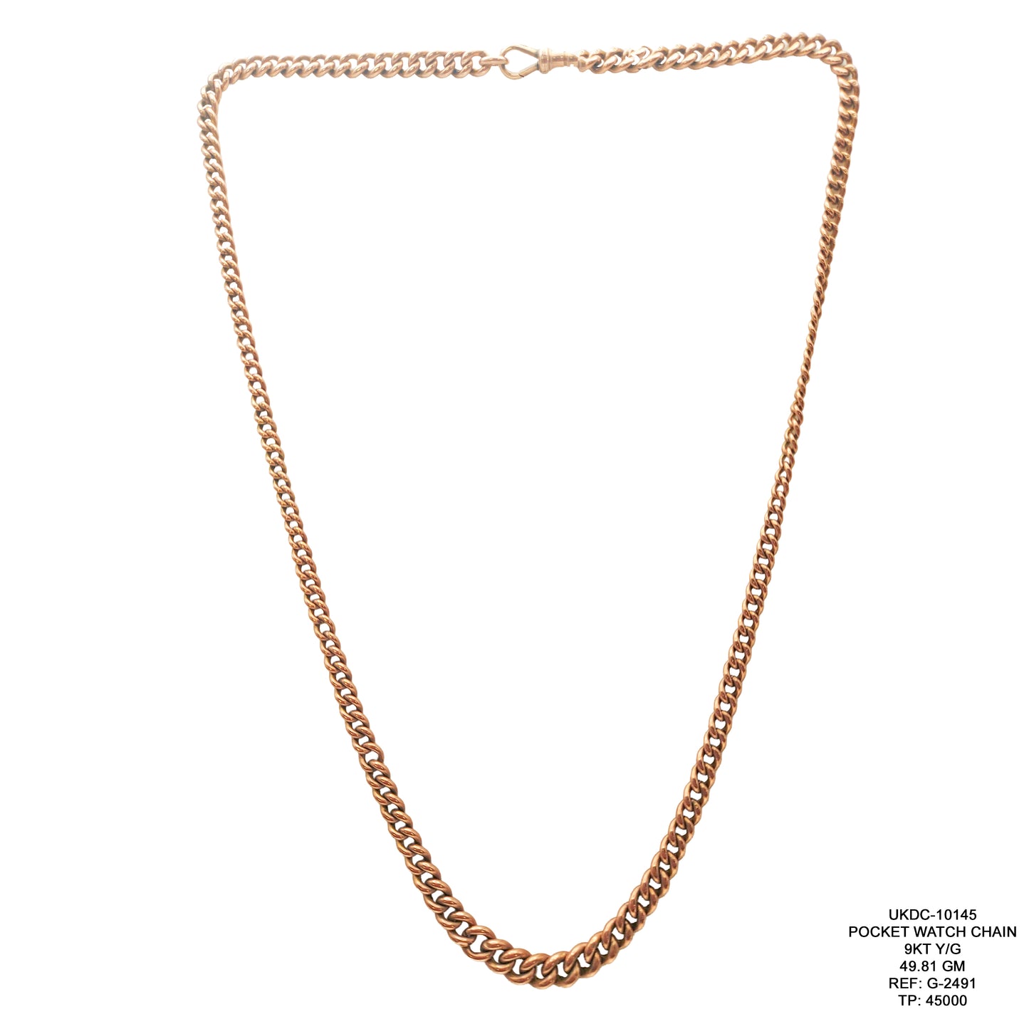 9KT Yellow Gold Pocket Watch Chain 49.81GM – Vintage Luxury Watch Chain