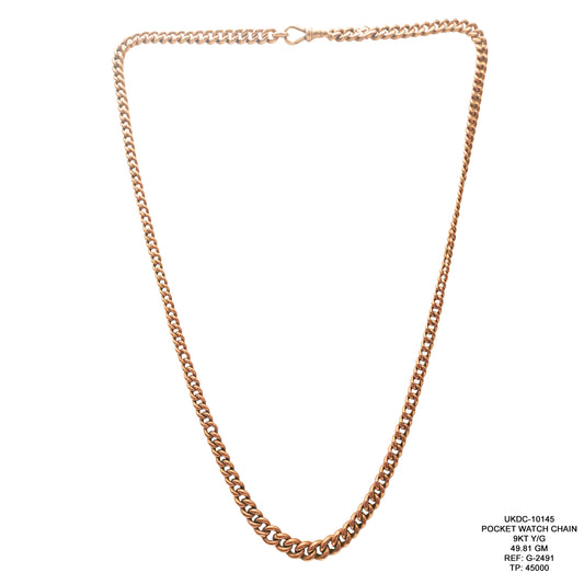 9KT Yellow Gold Pocket Watch Chain 49.81GM – Vintage Luxury Watch Chain