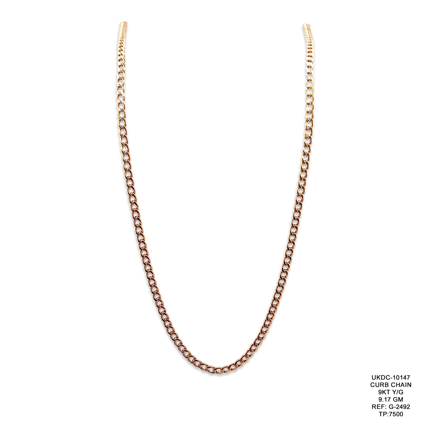 9KT Yellow Gold Curb Chain 9.17GM – Classic Heavy Gold Chain Necklace
