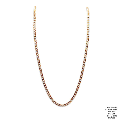 9KT Yellow Gold Curb Chain 9.17GM – Classic Heavy Gold Chain Necklace