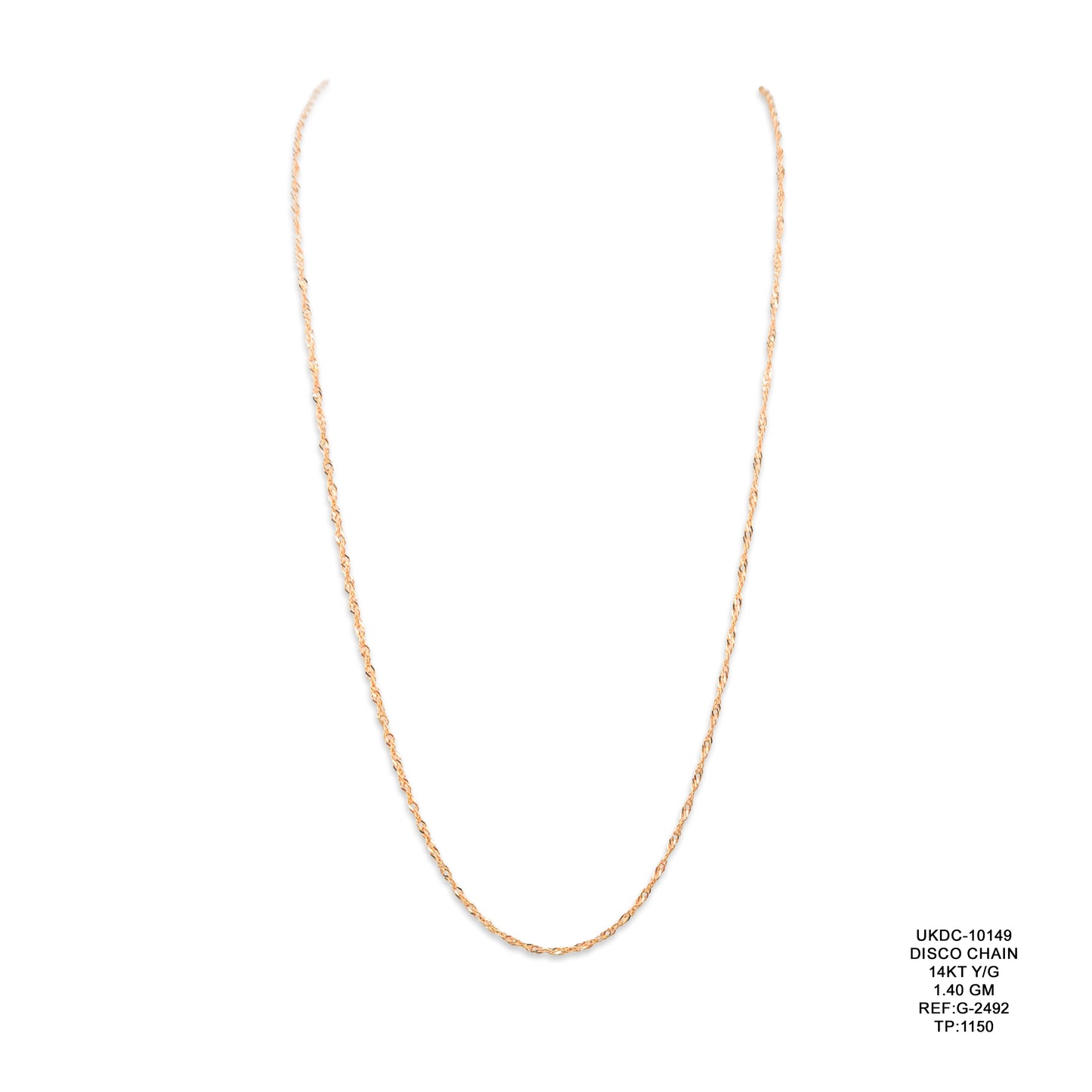 14KT Yellow Gold Disco Chain 1.40GM – Elegant Sparkle Gold Chain Necklace