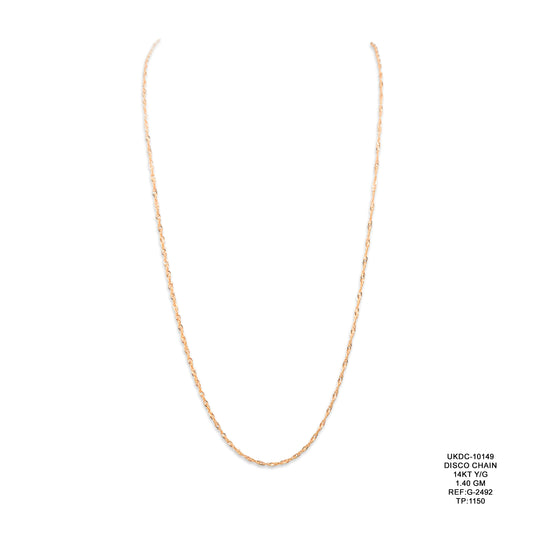 14KT Yellow Gold Disco Chain 1.40GM – Elegant Sparkle Gold Chain Necklace