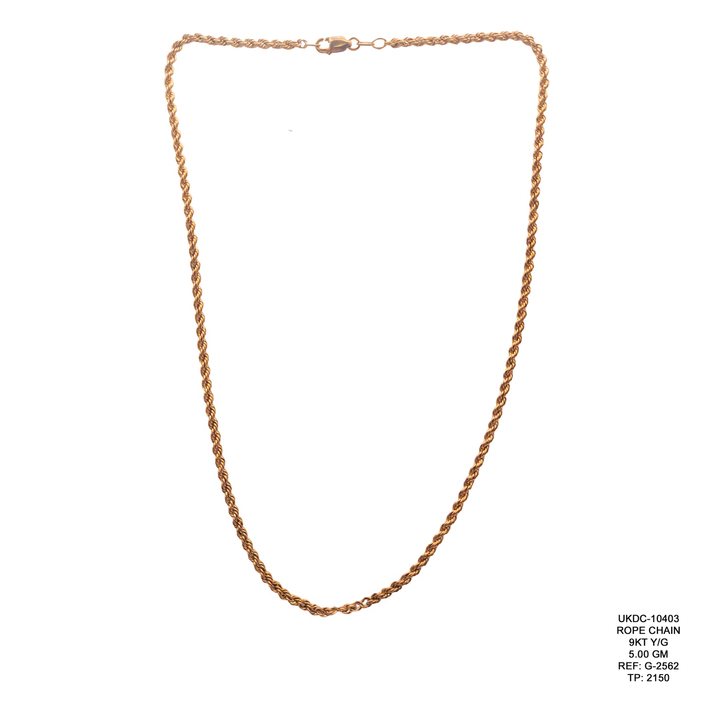9KT Rose Gold Curb Design Chain 5.00GM – Elegant Lightweight Gold Chain