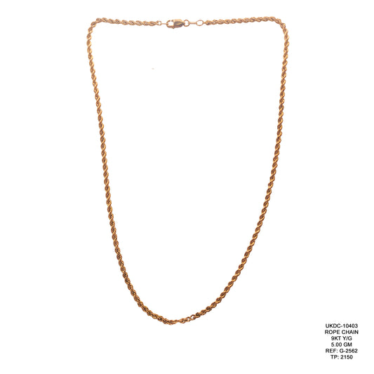 9KT Rose Gold Curb Design Chain 5.00GM – Elegant Lightweight Gold Chain